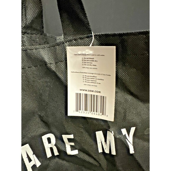 DSW Black Reusable Tote Bag “These Are My Designer Shoes” 20x18x8 - Picture 3 of 5